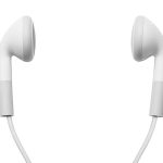 earbuds on white.